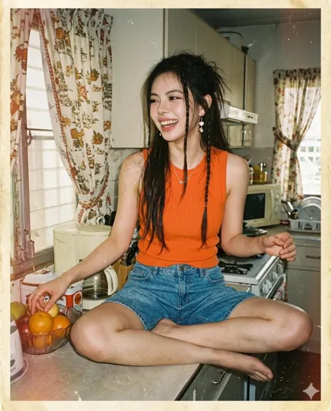 90s disposable camera family kitchen photo