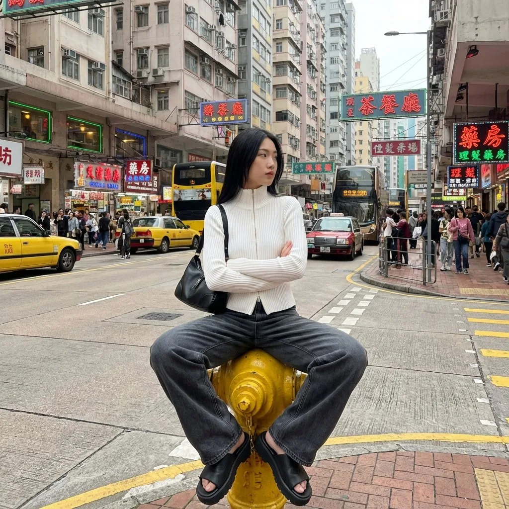 Confident girl neon street — Sonra