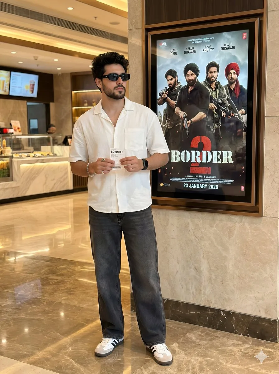 Confident stylish man in luxury cinema — After