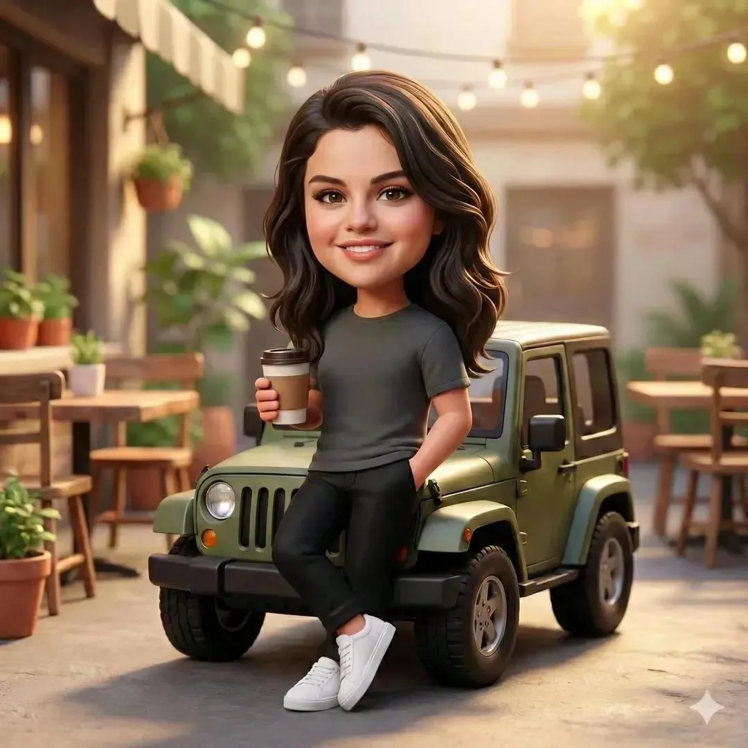 Pixar style chibi girl jeep afternoon — After