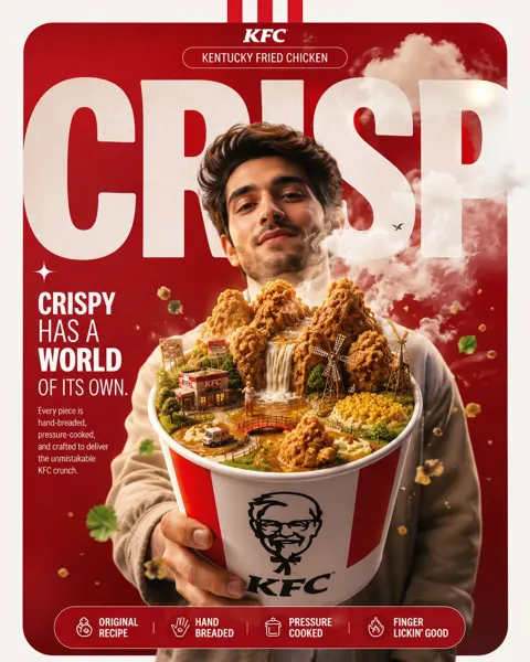 Kfc surreal crispy world commercial poster