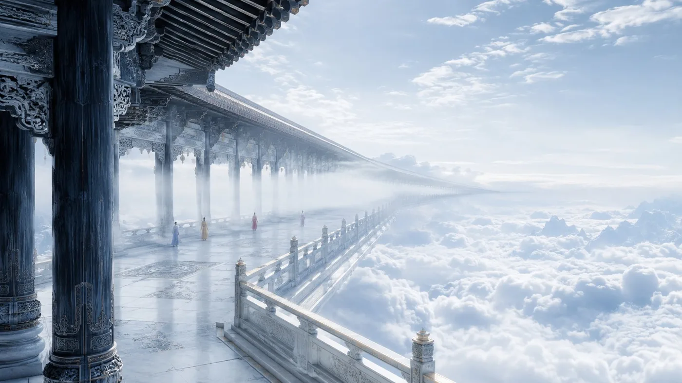 Cold moon white oriental celestial suspended corridor — Sonra