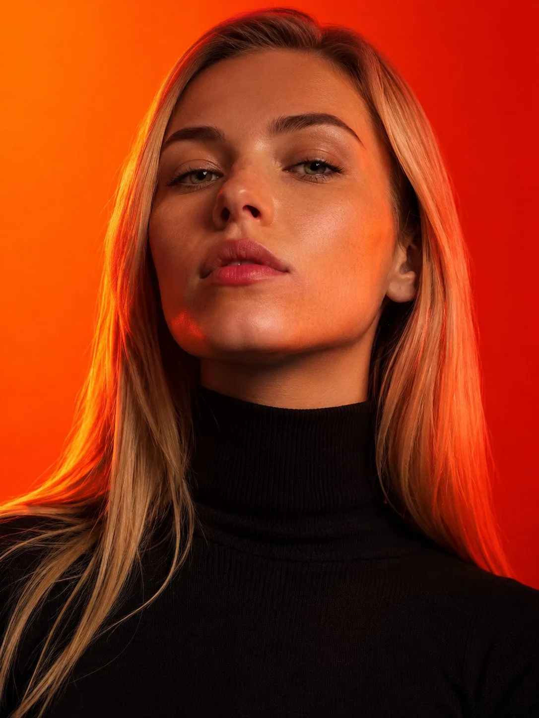 Ultra photorealistic editorial fashion portrait woman turtleneck — After