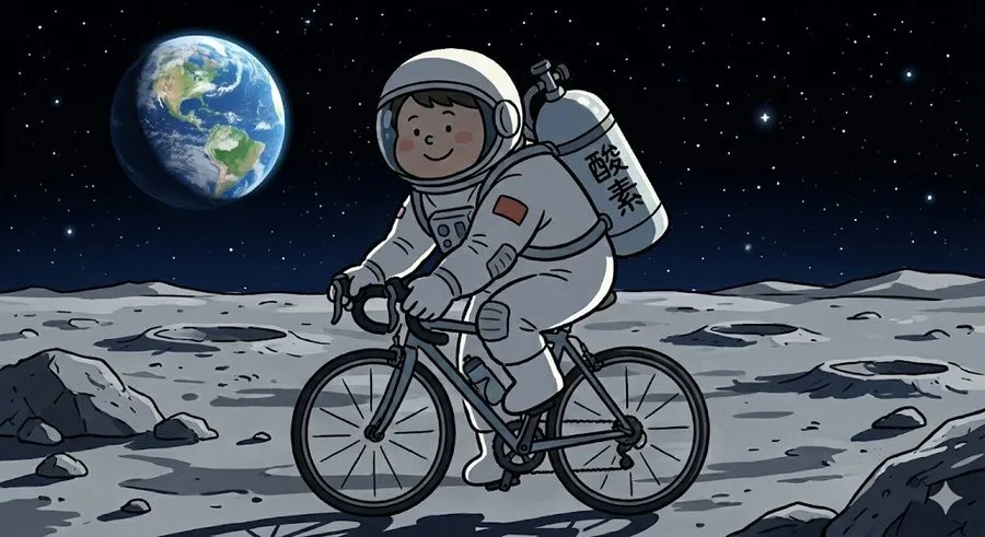 Cute astronaut moon cycling — Sonra