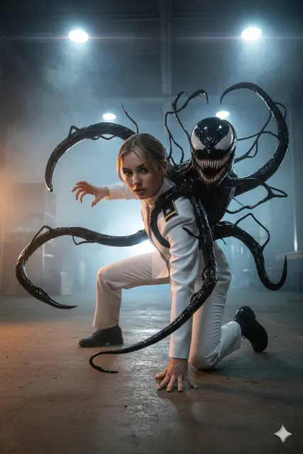 Dark sci fi symbiote explosion