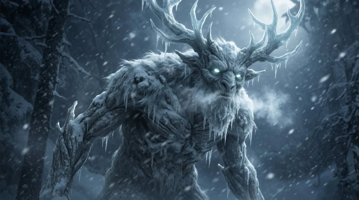 Ancient frost beast in blizzard — Sonra