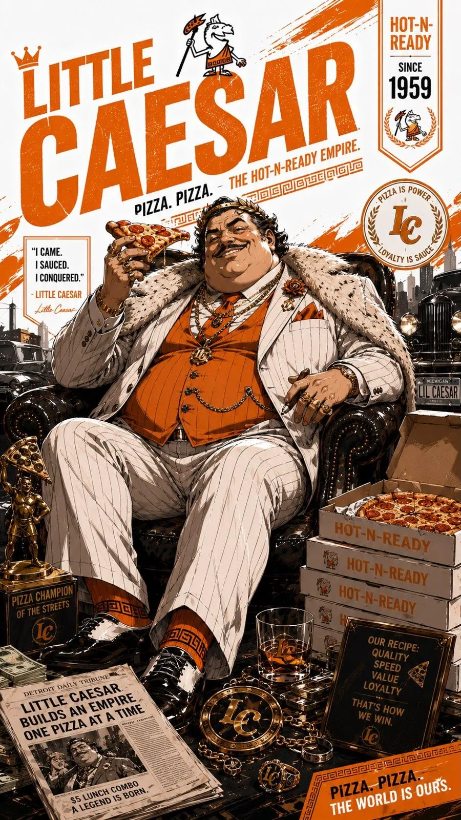 Mafia pizza crossover cinematic poster — Sonra