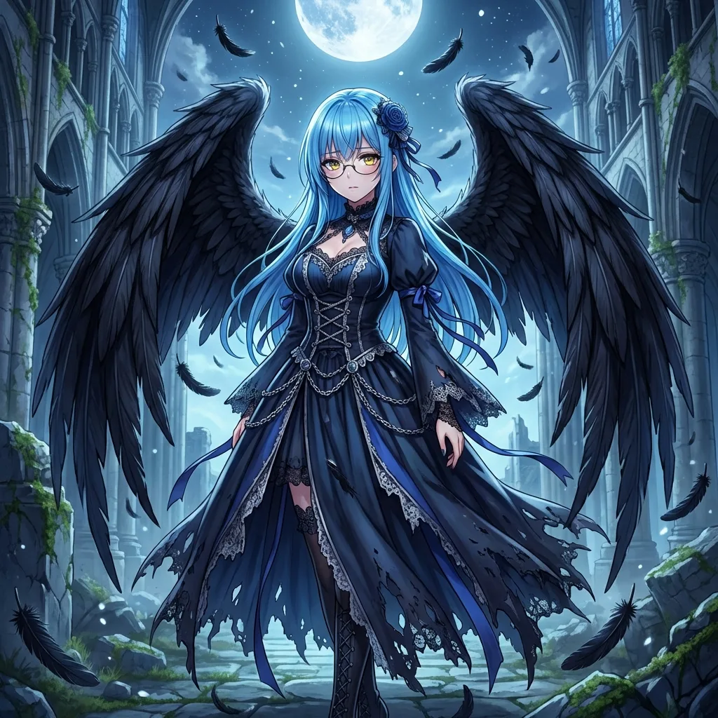 Beautiful fallen angel in darkness — After