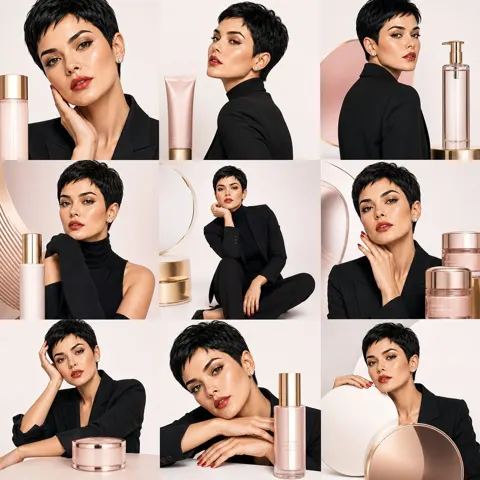 3x3 grid korean beauty editorial layout