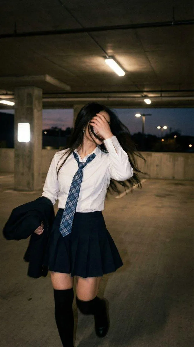 Candid portrait young woman parking garage urban aesthetic — After