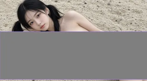 Beach side pigtail girl