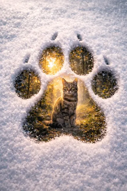Snow pawprint micro world