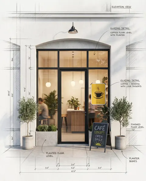 Sketch reality cafe rendering