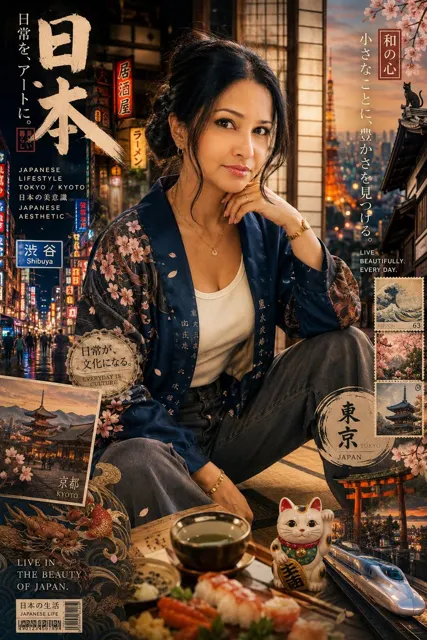 Modern japanese lifestyle fashion poster