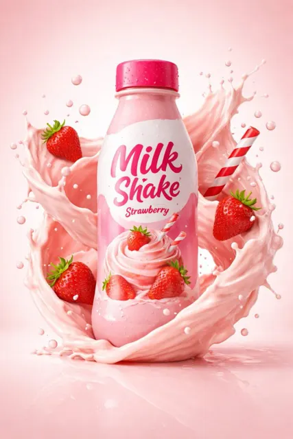 Professional milk shake bottle product photography
