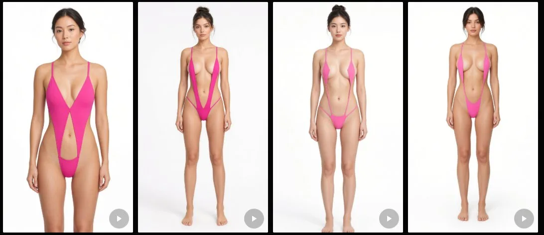 Bright pink v string swimsuit product photography — After