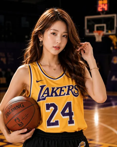 Ultra realistic sports fashion portrait lakers woman