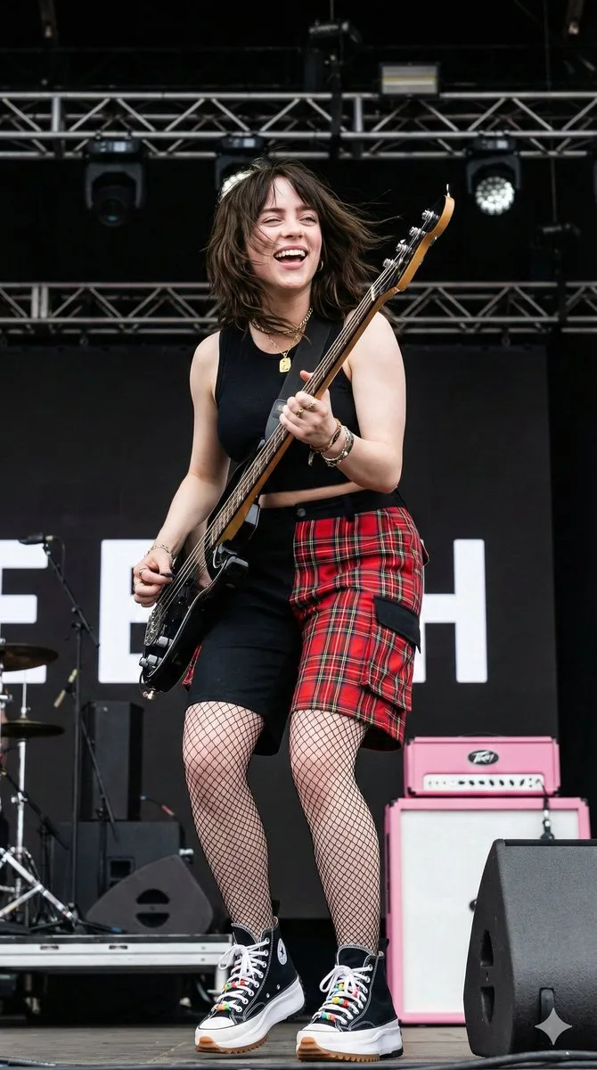 Outdoor festival cool bassist — Sonra