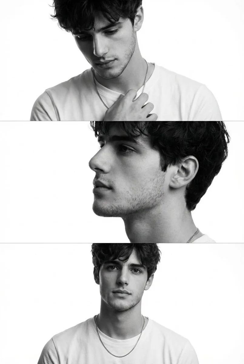 Minimalist bw male triptych — After