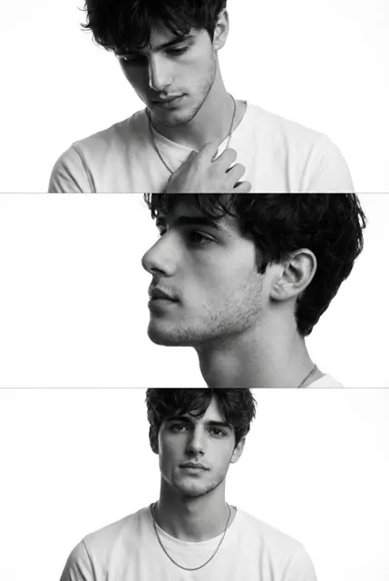 Minimalist bw male triptych