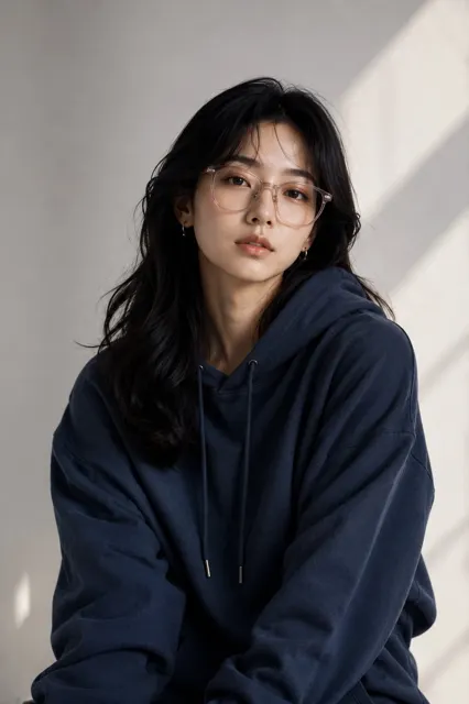 Premium fashion editorial east asian woman portrait