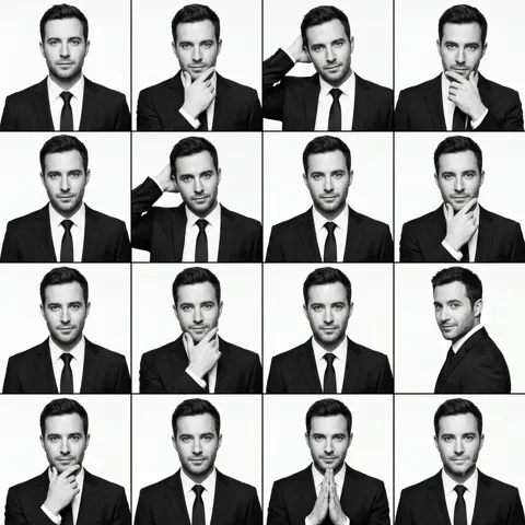Black and white male expression grid identity swap