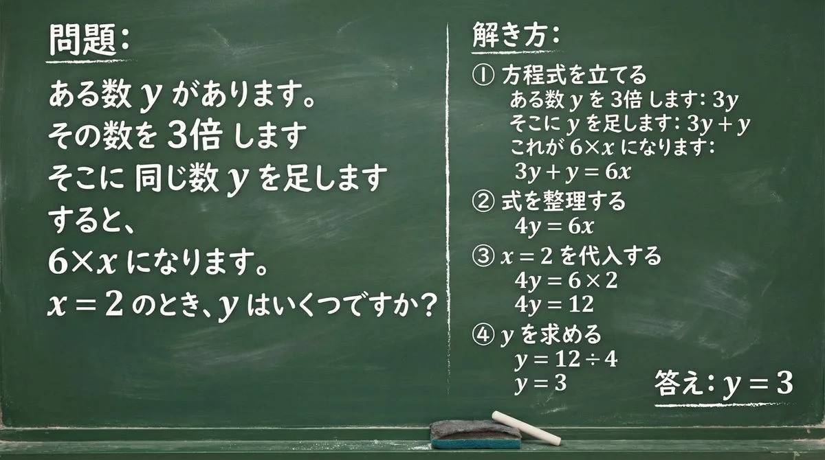 Green board chalk algebra solution — After