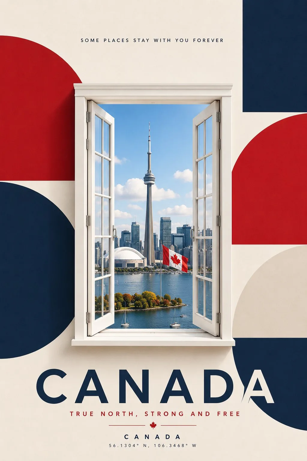Premium minimalist travel poster window view — After