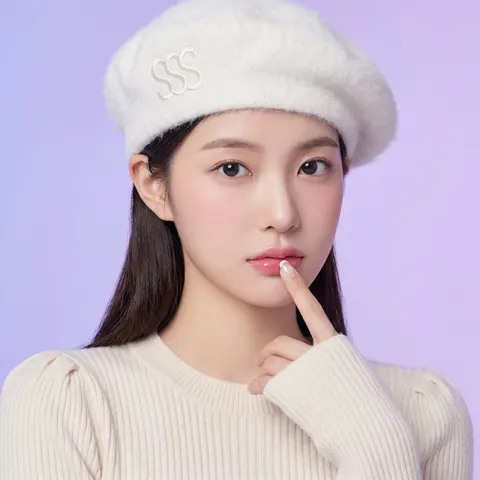 Soft purple winter girl portrait