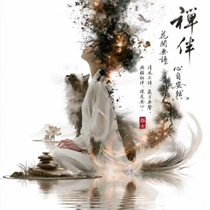 Zen ink wash mixed media artwork — Sonra