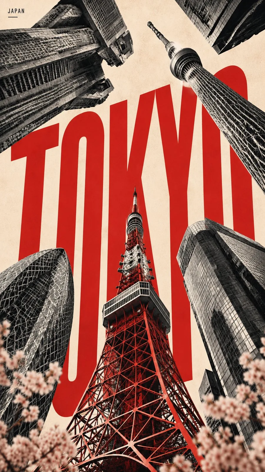 Minimalist city landmark collage poster — Sonra