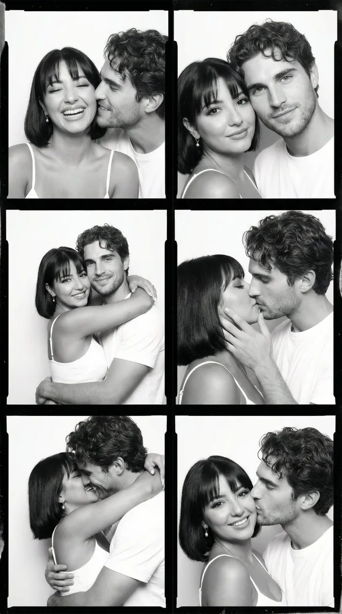 Black and white film couple grid — Sonra