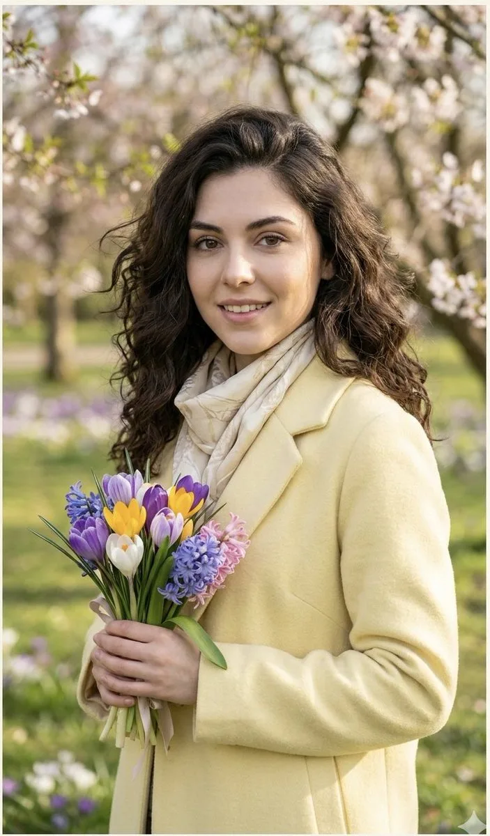 Early spring flower girl card — Sonra