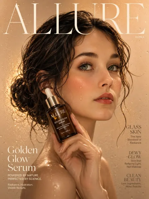 Korean beauty campaign magazine cover serum