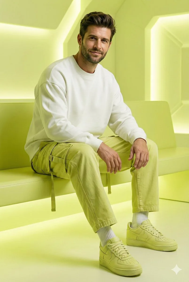 Lemon green futuristic fashion male — After