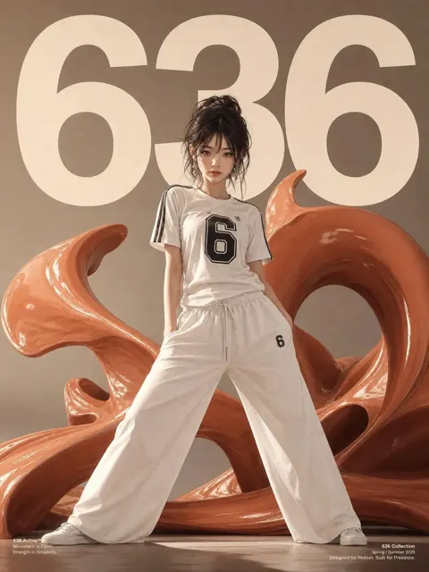 Young korean woman semi realistic anime activewear