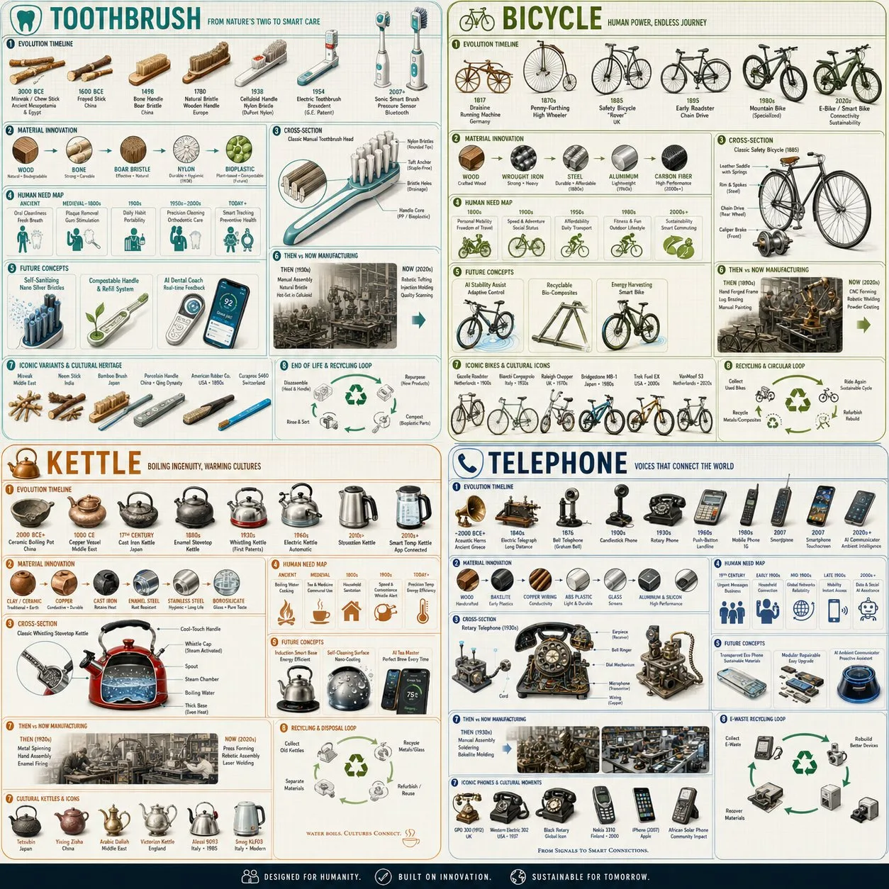 Everyday object evolution isometric grid — After