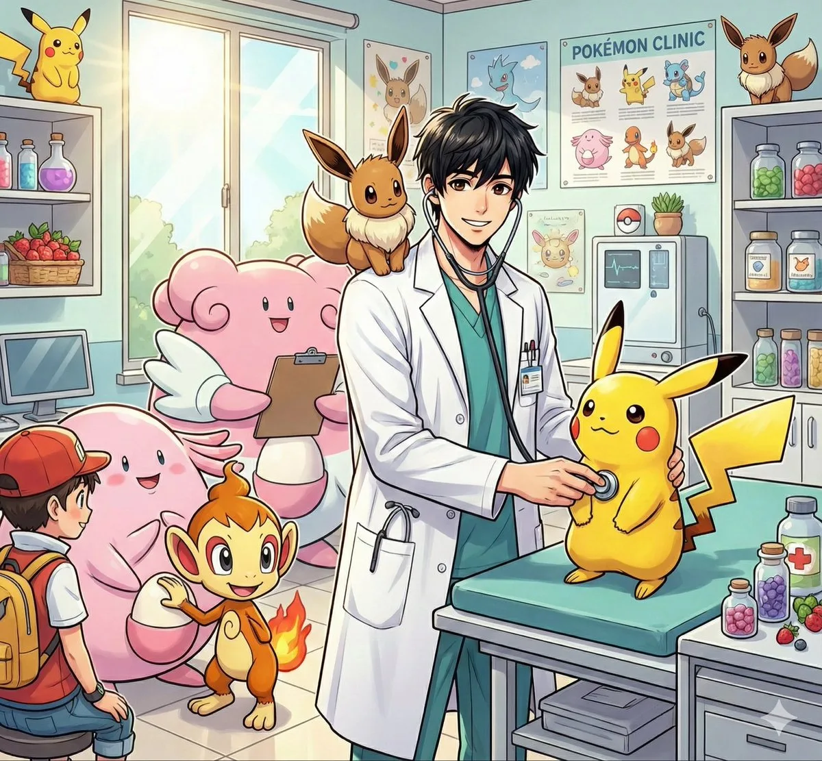 Healing doctor in pokemon clinic — After