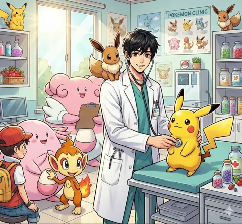 Healing doctor in pokemon clinic