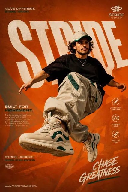 Modern graphic design shoe advertisement poster