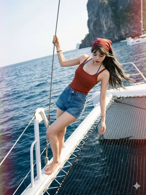 Adventurous woman catamaran film snapshot