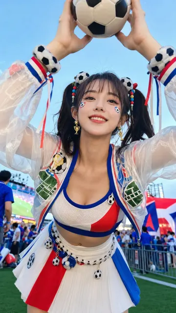 World cup soccer girl realistic portrait 9 16