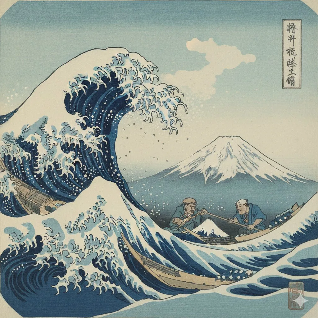 Hokusai woodblock print — Sonra