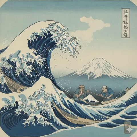 Hokusai woodblock print