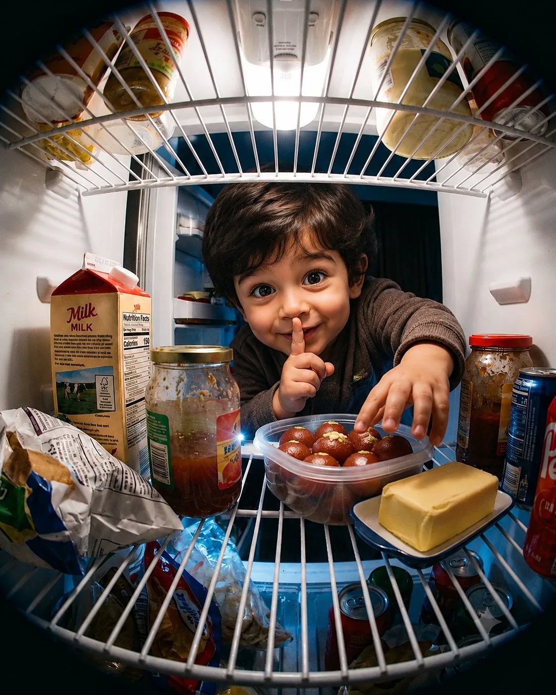 Cute character stealing sweets refrigerator pov — After