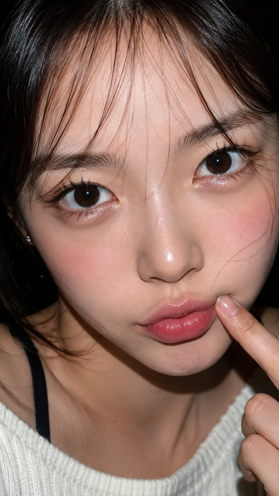 Korean girl makeup macro hard flash closeup — Sonra