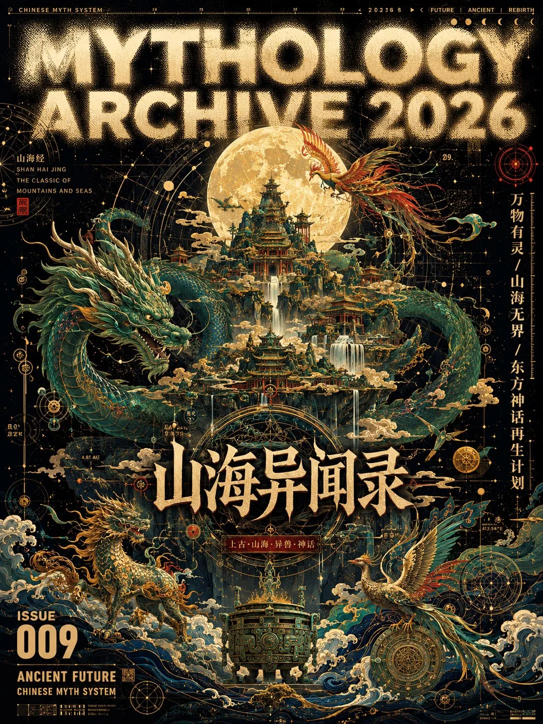 Maximalist vector art magazine cover poster — Sonra