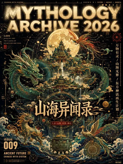 Maximalist vector art magazine cover poster