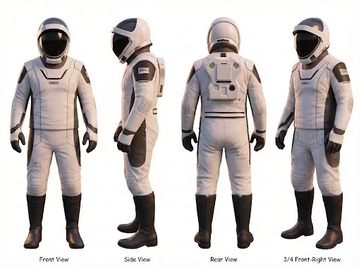 Pure white character turnaround — Sonra
