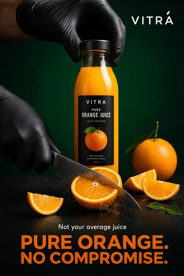Premium orange juice poster — Sonra